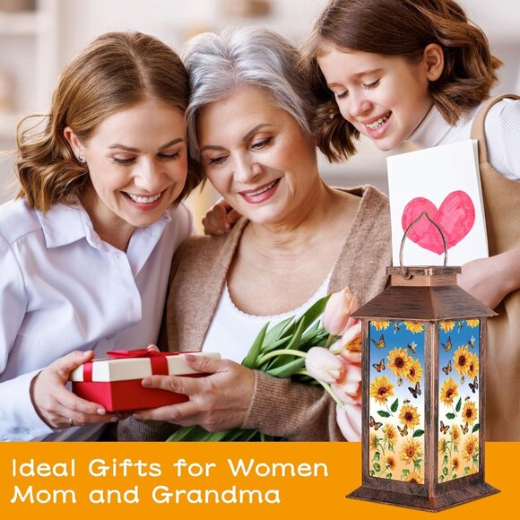 Solar Lantern Outdoor Waterproof Sunflower Butterfly Garden Decor Birthday Gifts - Picture 2 of 7